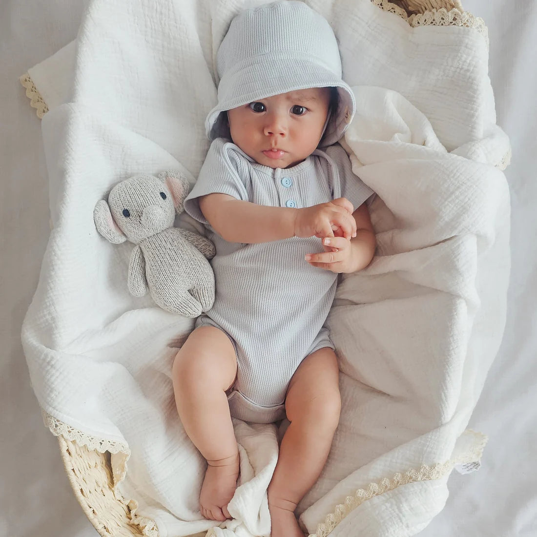 3 Little Crowns - Summer Bodysuit & Sunhat | Sky Blue