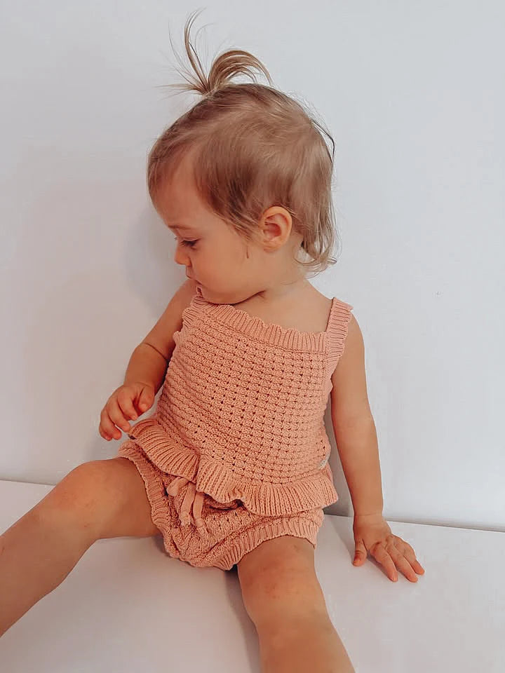 Lilla Hjärtat - Crochet Tie Top | Dusty Pink