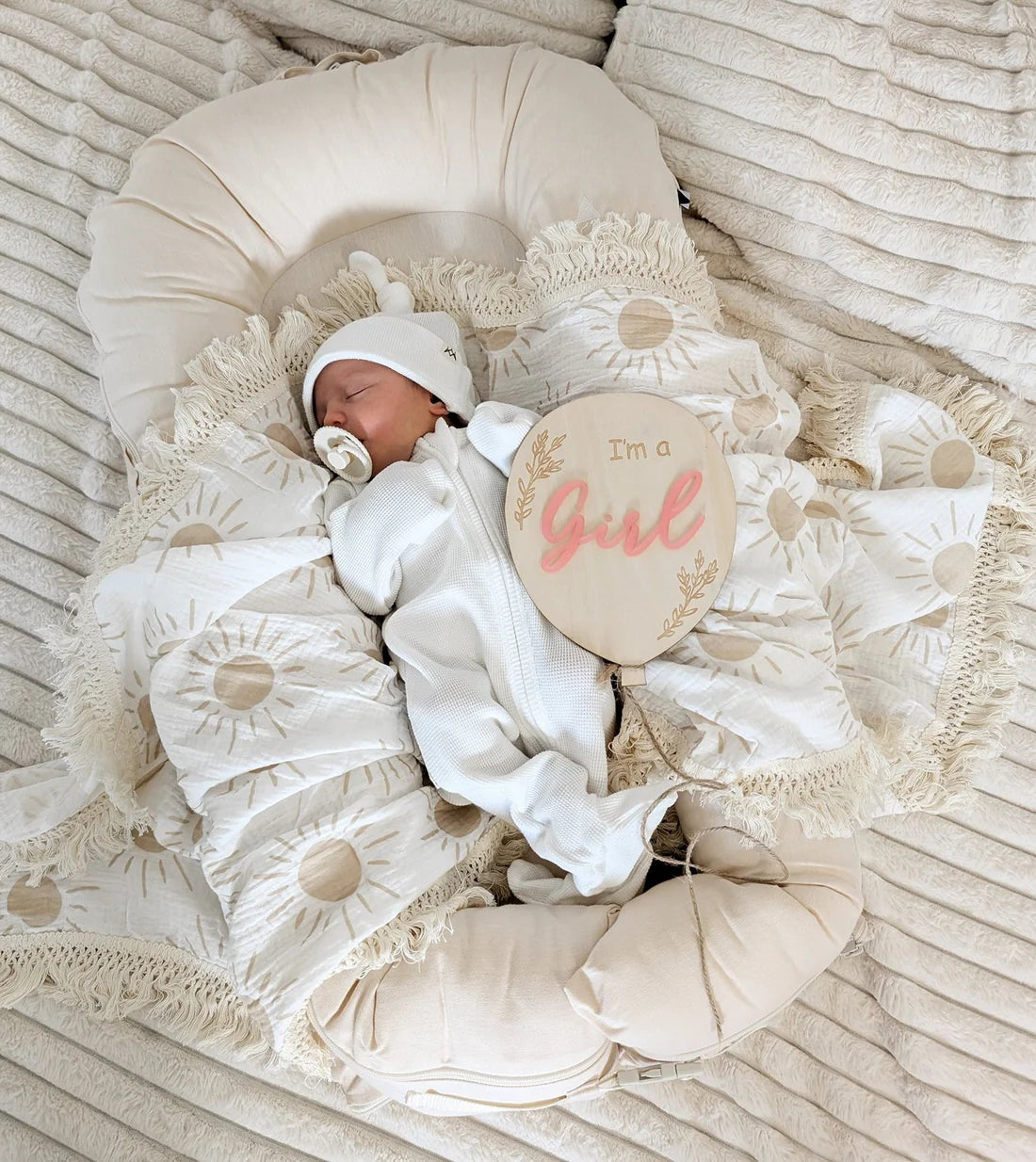 3 Little Crowns - Fringe Swaddle Blanket | Sun