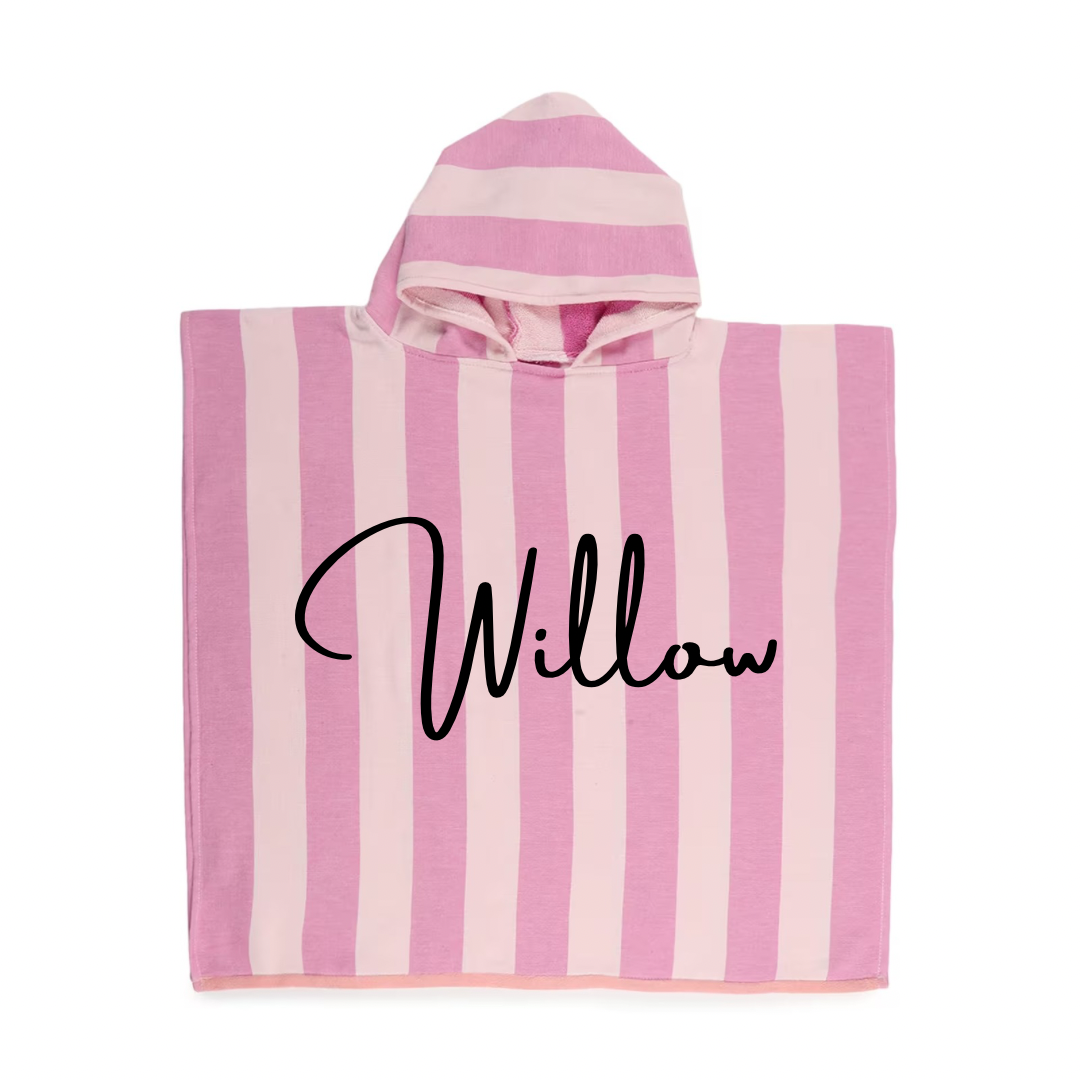 MLW By Design Personalised Poncho Beach Towel Pink LIMITED EDITIO My Little Wardrobe