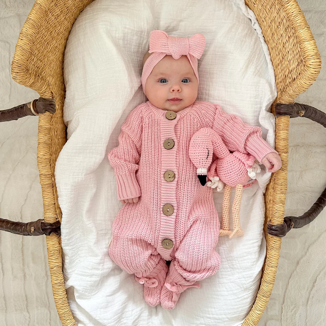 3 Little Crowns - Knitted Romper | Pink