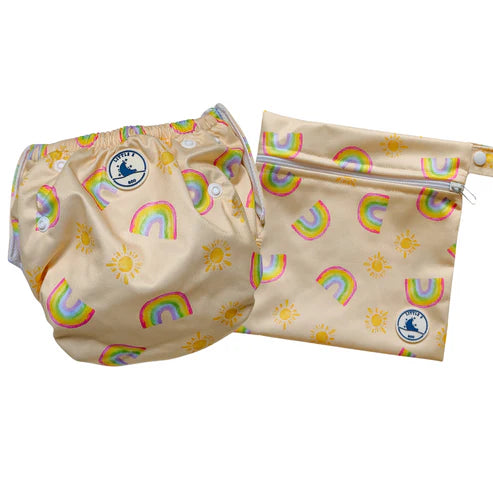 Little E & Co - Reusable Swim Nappy & Mini Wet Bag | Rainbows