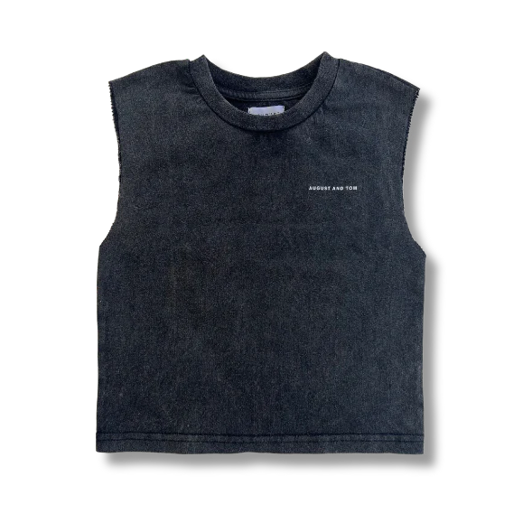 August & Tom - Staple Logo Singlet | Washed Black