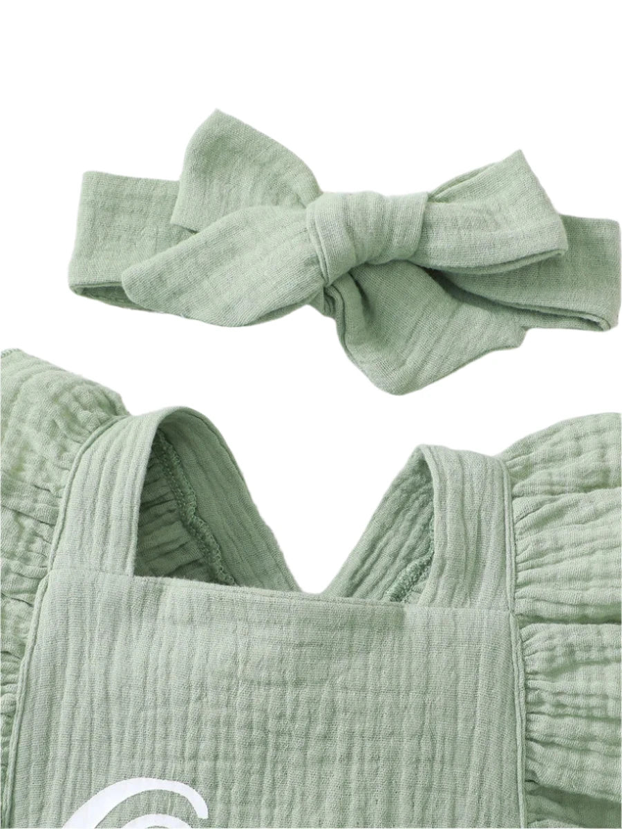 One Birthday Sage Romper