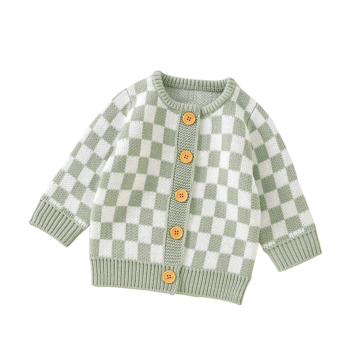 Checkers Knit Cardigan | Sage
