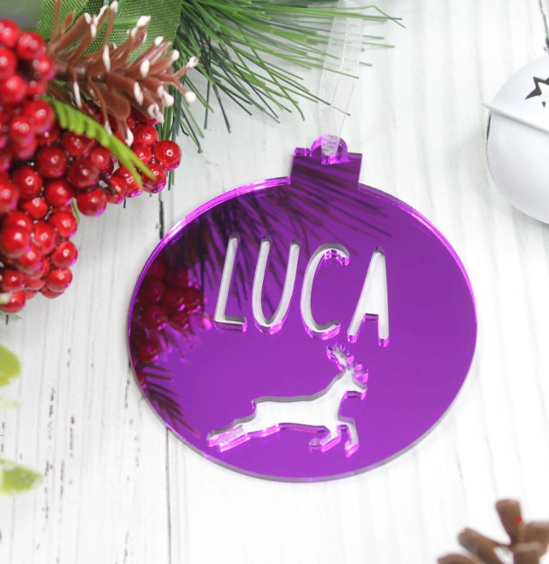 Meridian Etch - Personalised Acrylic Christmas Ornament | Reindeer