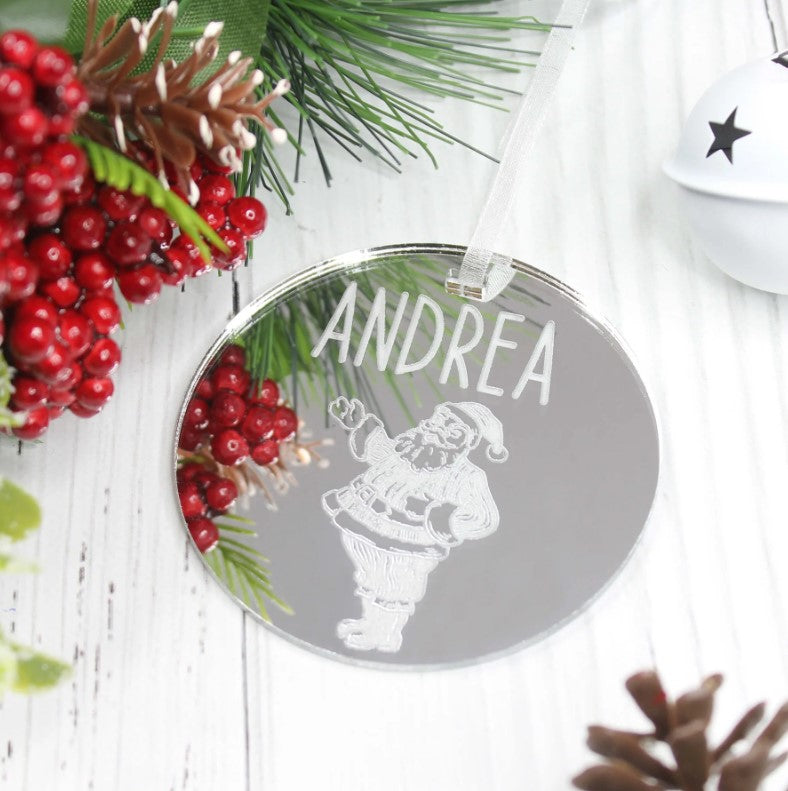 Meridian Etch - Engraved Personalised Christmas Ornament |Santa