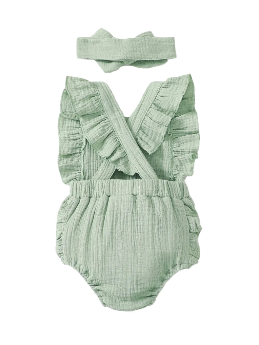 One Birthday Sage Romper