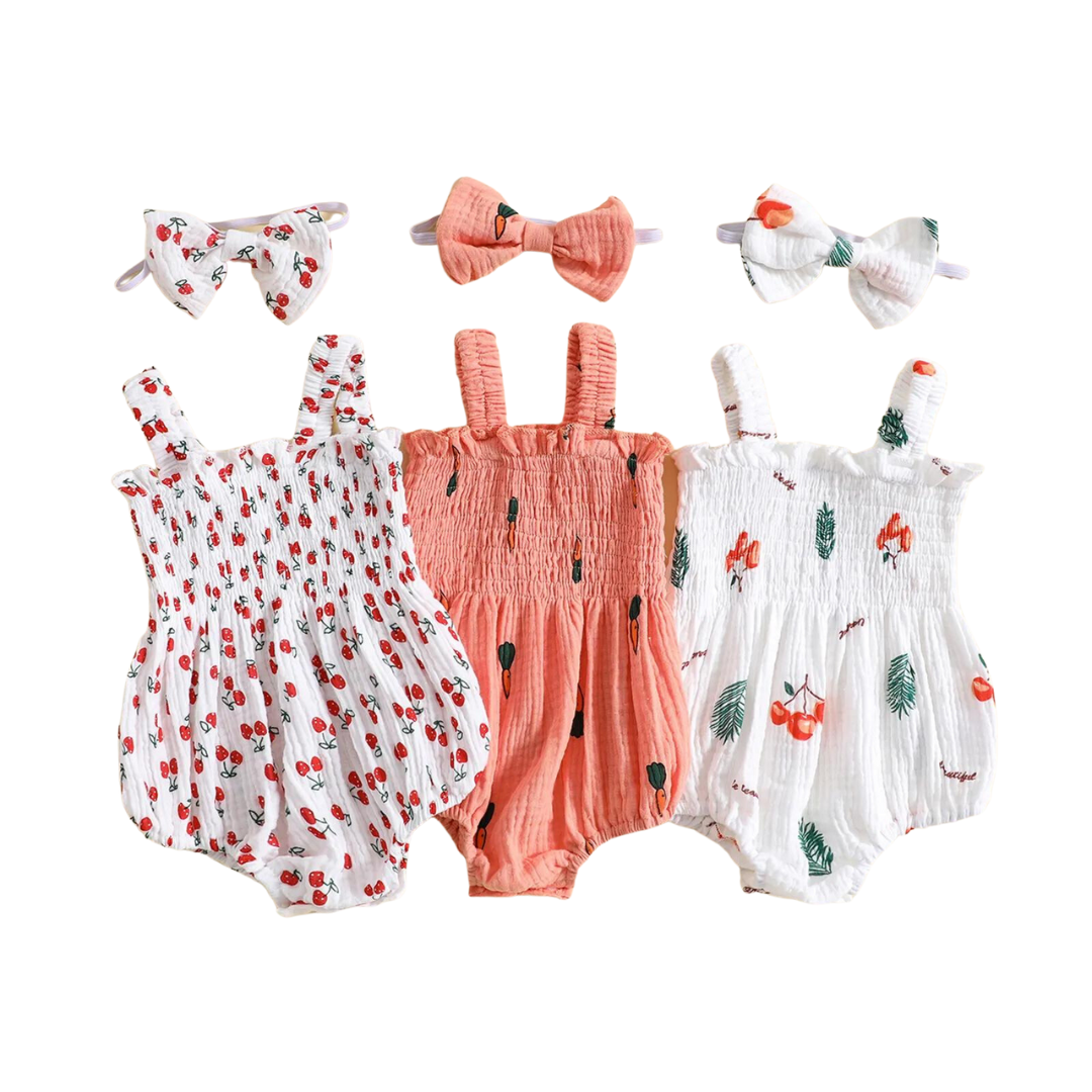 Scrunch Romper & Matching Headband | 3 Colours