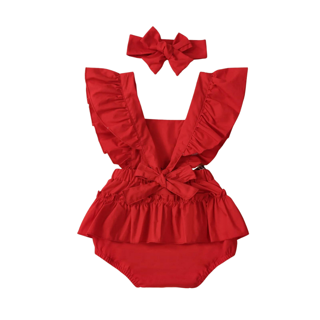 Merry Christmas Bow Romper & Matching Headwrap