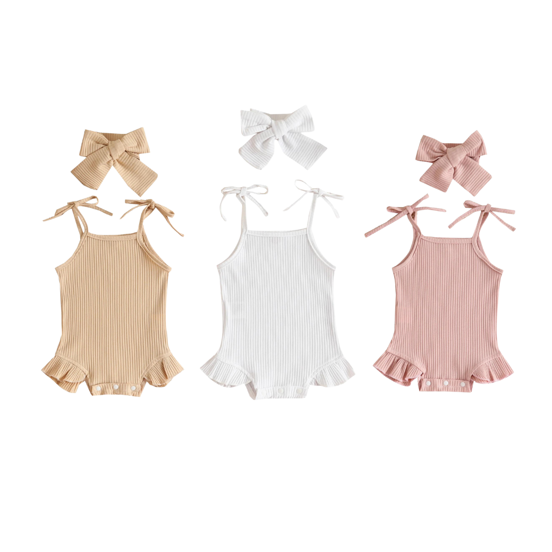 Frilly Tie Up Ribbed Bodysuit | 3 Colours