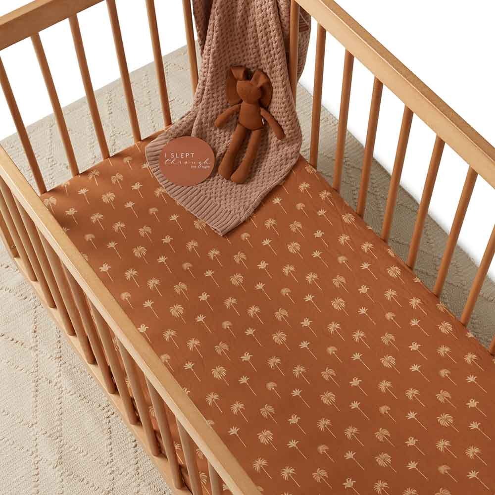 Snuggle Hunny Kids - Organic Fitted Cot Sheet | Bronze Palm