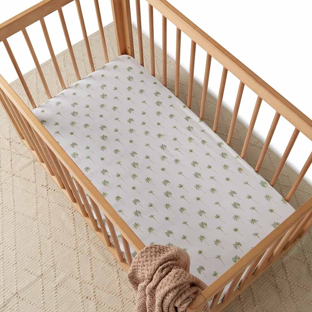 Snuggle Hunny Kids Green Palm Fitted Cot Sheet My Little Wardrobe