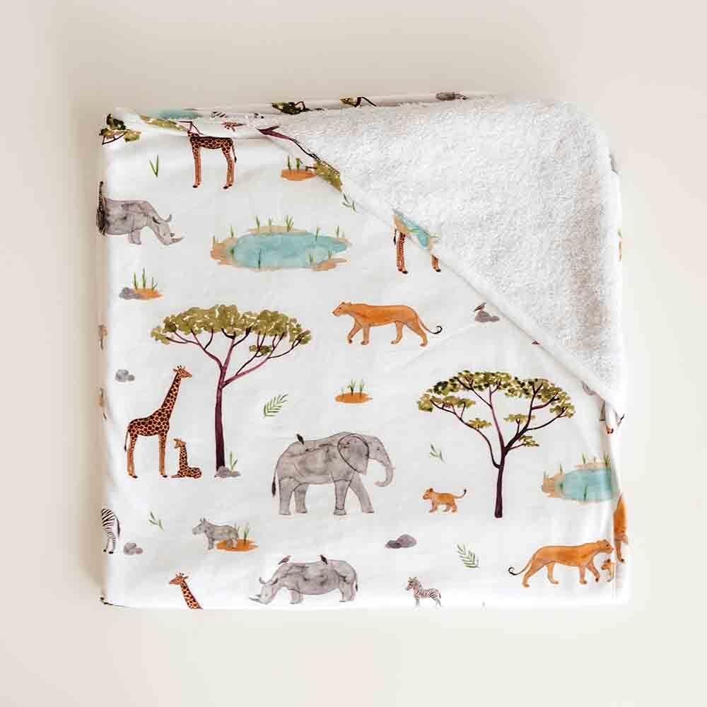 Snuggle Hunny Kids - Organic Hooded Baby Towel | Safari