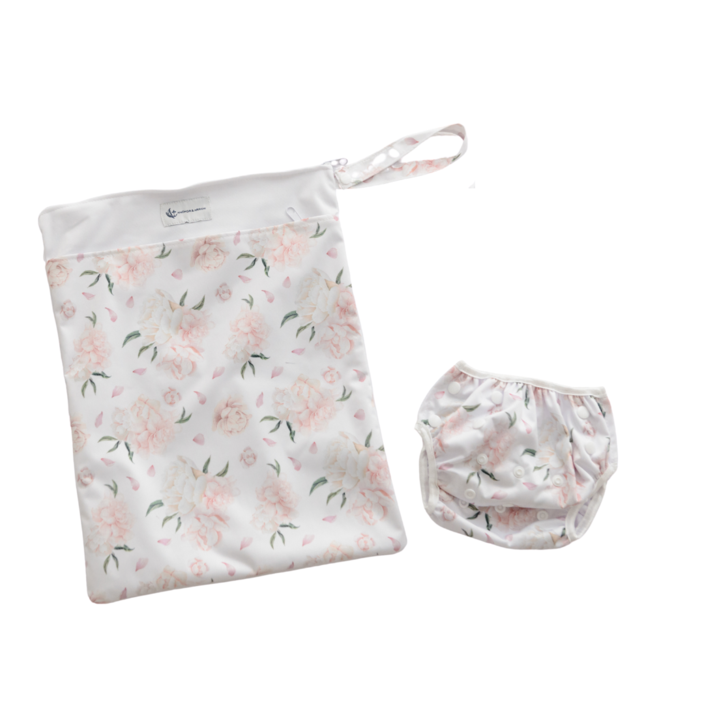 Anchor & Arrow - Reusable Swim Nappy & Wet Bag | Peony