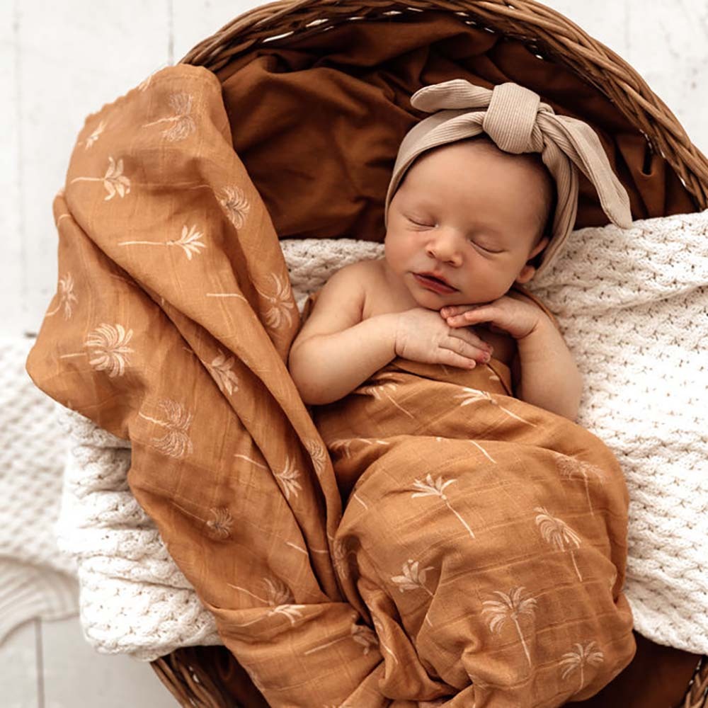 Snuggle Hunny Kids - Organic Muslin Wrap | Bronze Palm