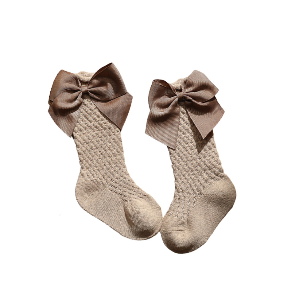 Satin Bow Socks | Brown