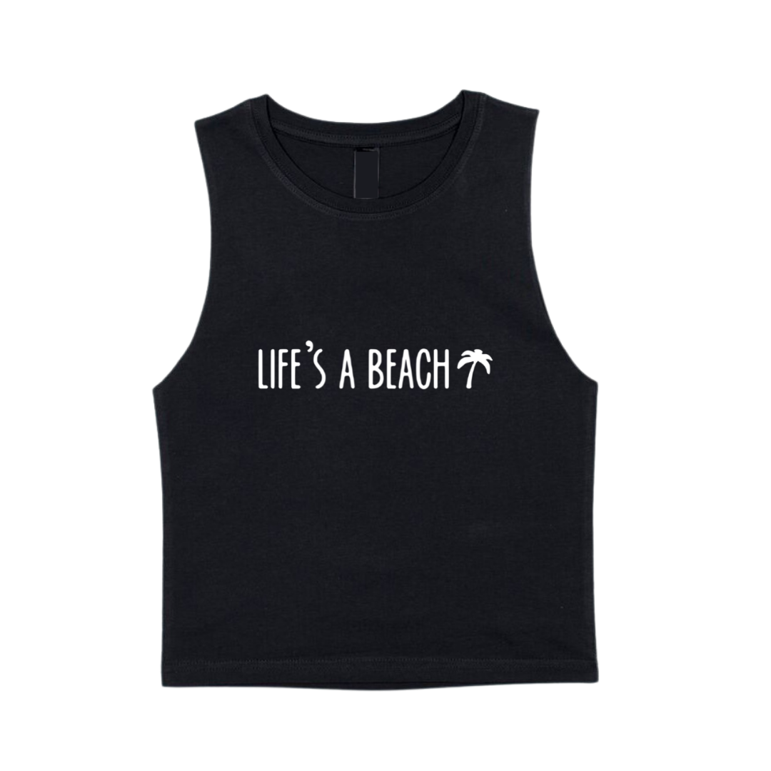 MLW By Design - Life’s A Beach Black Tank