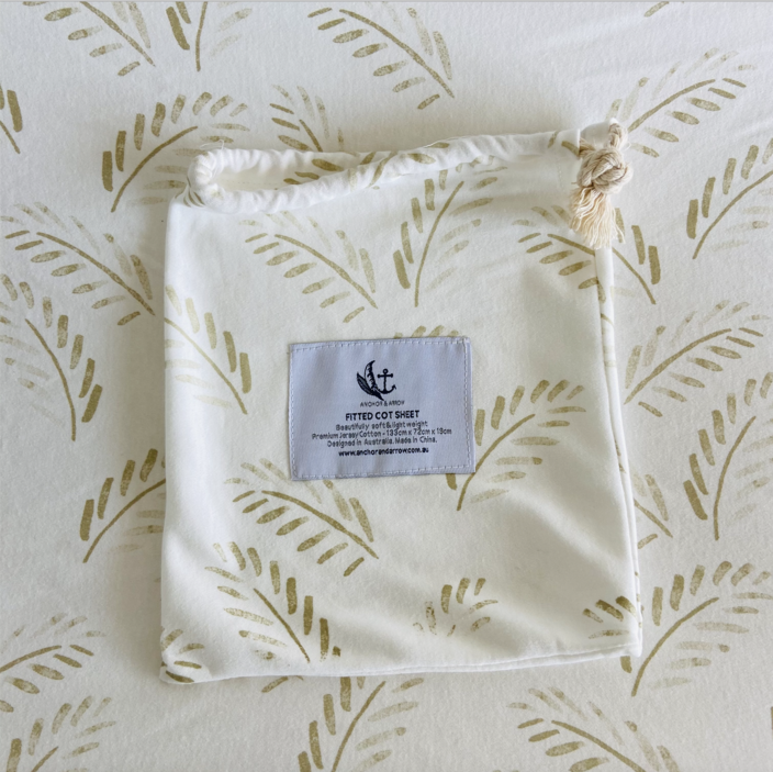 Anchor & Arrow - Cot Sheet | Gold Fern