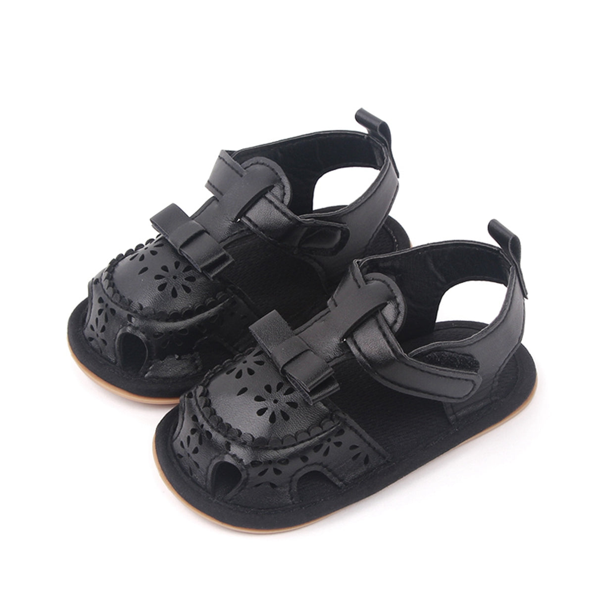 Floral Cut Outs Sandals | Black