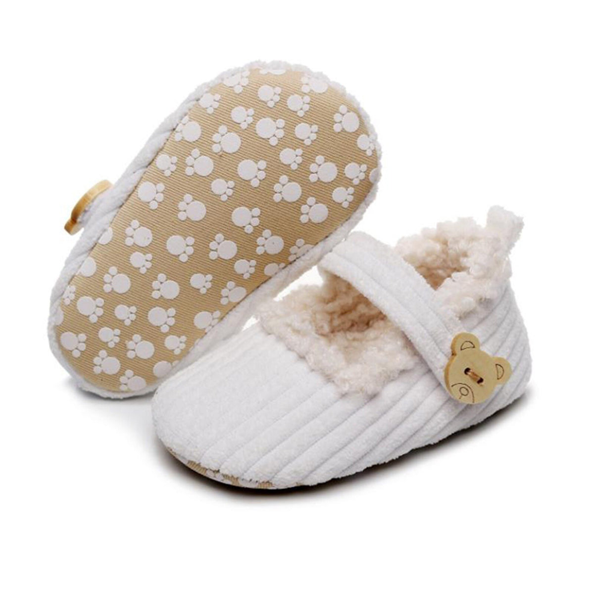 Fluffy Teddy Slippers | White