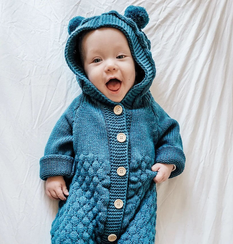 Bear Knit Onesie | Turquoise