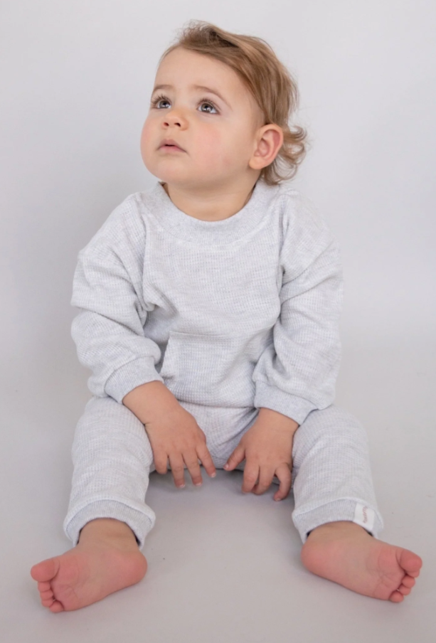 All Fenix - Mini Waffle Crew Jumper (White Marle)