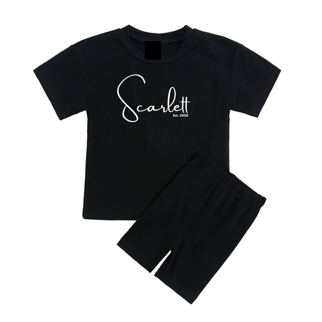 MLW By Design - Personalised Script Est. Shorts Set | Black *LIMITED EDITION*