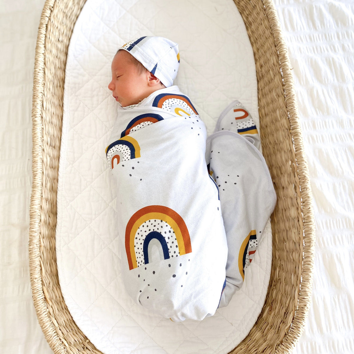 CMC GOLD - Swaddle Set | Navy Rainbow Baby